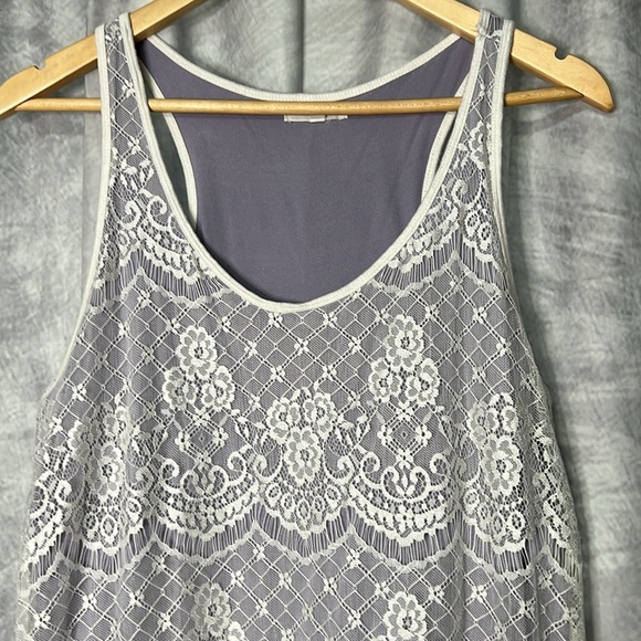 Maurices Lavender Racerback Tank Top with White Lace Overlay - Size Medium - Picture 7 of 15